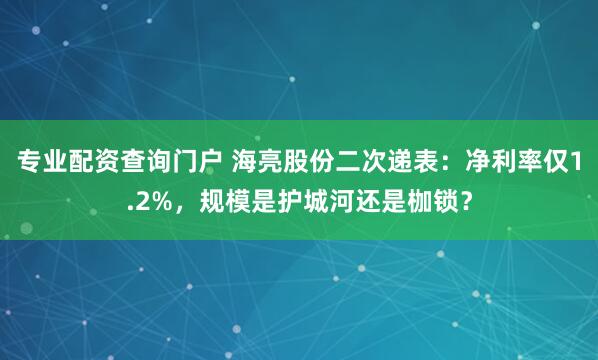 专业配资查询门户 海亮股份二次递表：净利率仅1.2%，规模是护城河还是枷锁？